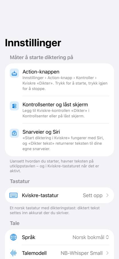 Innstillinger på iPhone